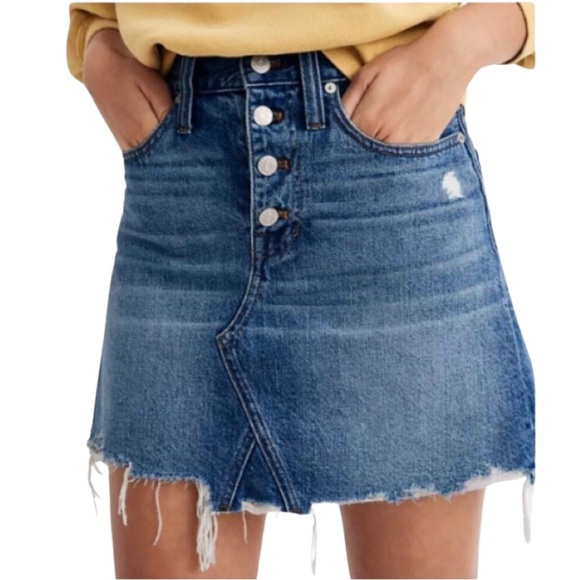 MADEWELL Distressed Denim Mini Skirt NWT - Picture 1 of 16